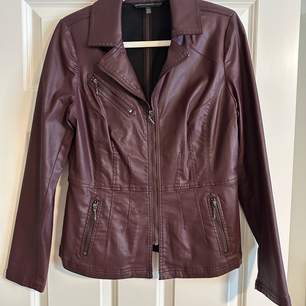 Women's White House Black Market Burgundy Leather-Like Jacket
